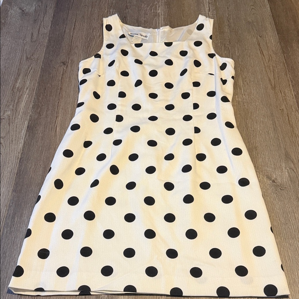 Ronni Nicole White Shift Dress with Black Polka Dots